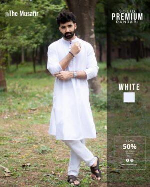 Premium Microstitch Solid Panjabi